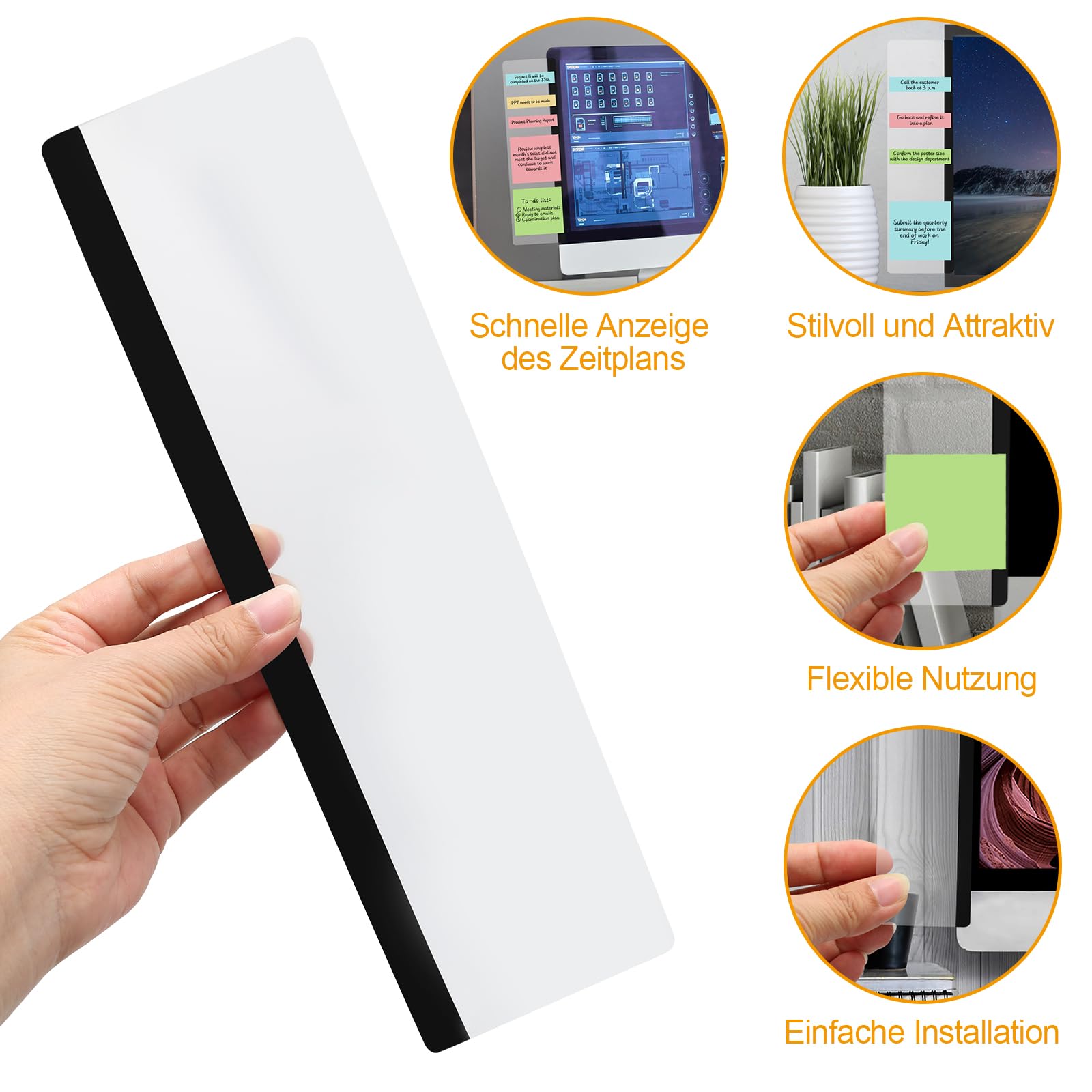 Tablero de notas para monitor, soporte adhesivo transparente para oficina