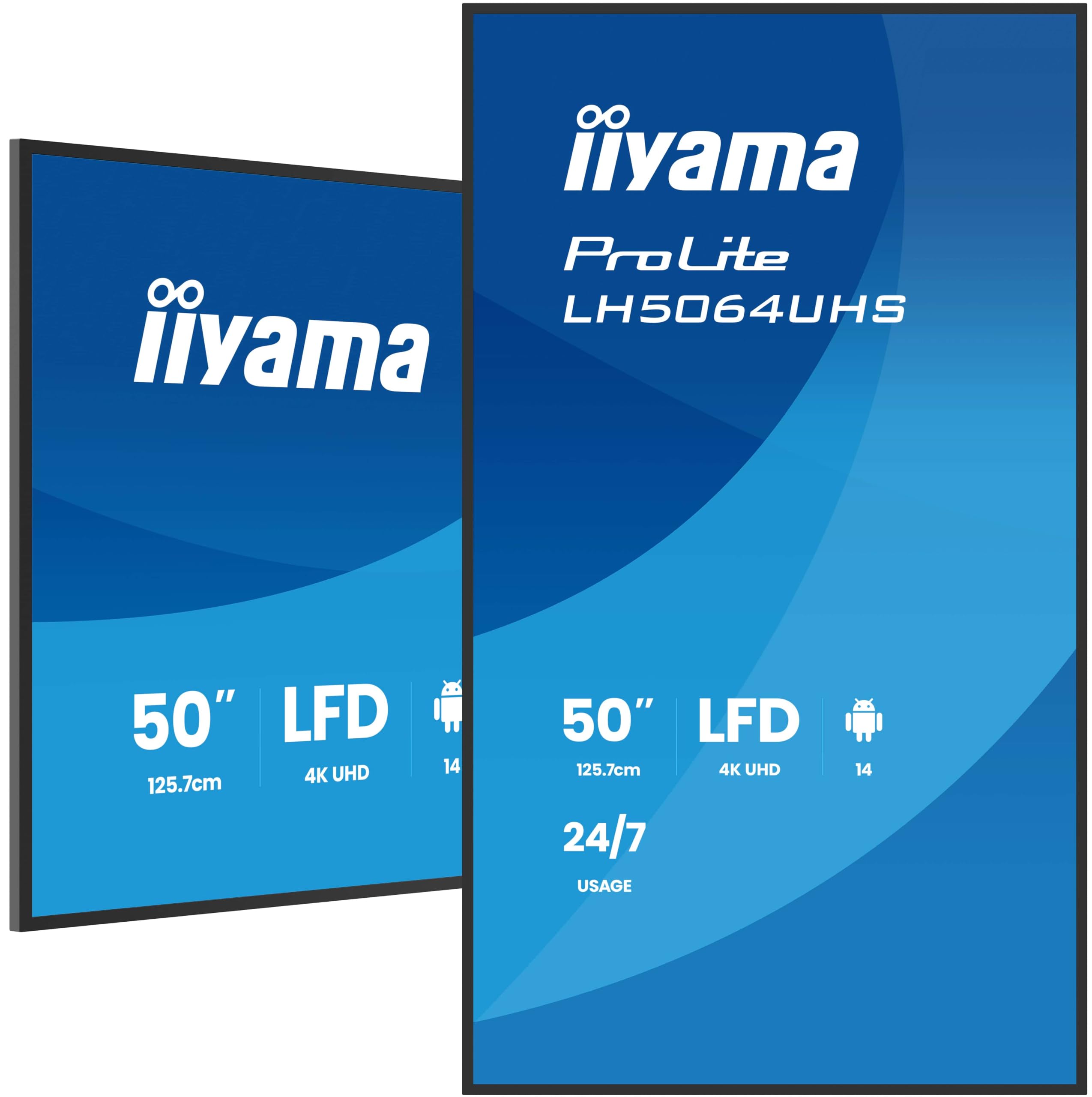 iiyama LH6564UHS-B1AG visualizzatore di messaggi Pannello piatto per segnaletica digitale 165,1 cm (65") Wi-Fi 500 cd/m? 4K Ultra HD Nero Android 24/7