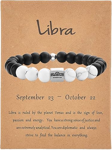 Long tiantian Pulsera del zodiaco para hombre, pulsera de horóscopo de constelación para mujer, regalos de signo del zodiaco, pulsera con cuentas