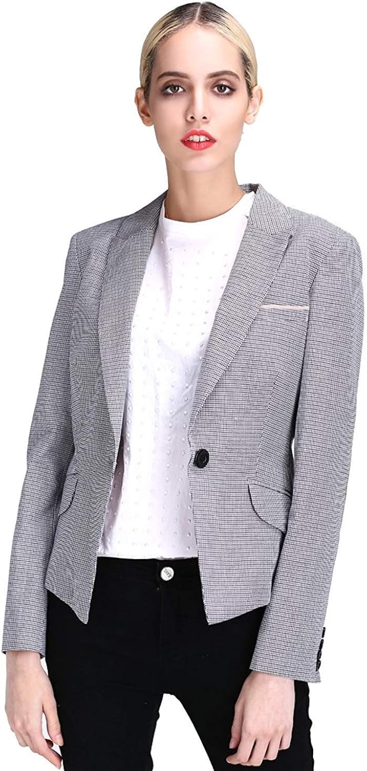 Women's Blazer Short Lapel Longsleeve Business Suit Jacket Elegant