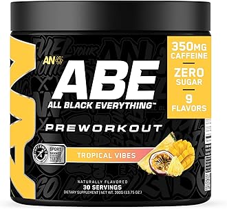 All Black Everything Pre-Workout Powder | Preworkout Energy Drink Mix | 350mg Caffeine | Beta Alanine & Citrulline | Energy Supplement for Men & Women | Tropical Vibes | 30 Servings