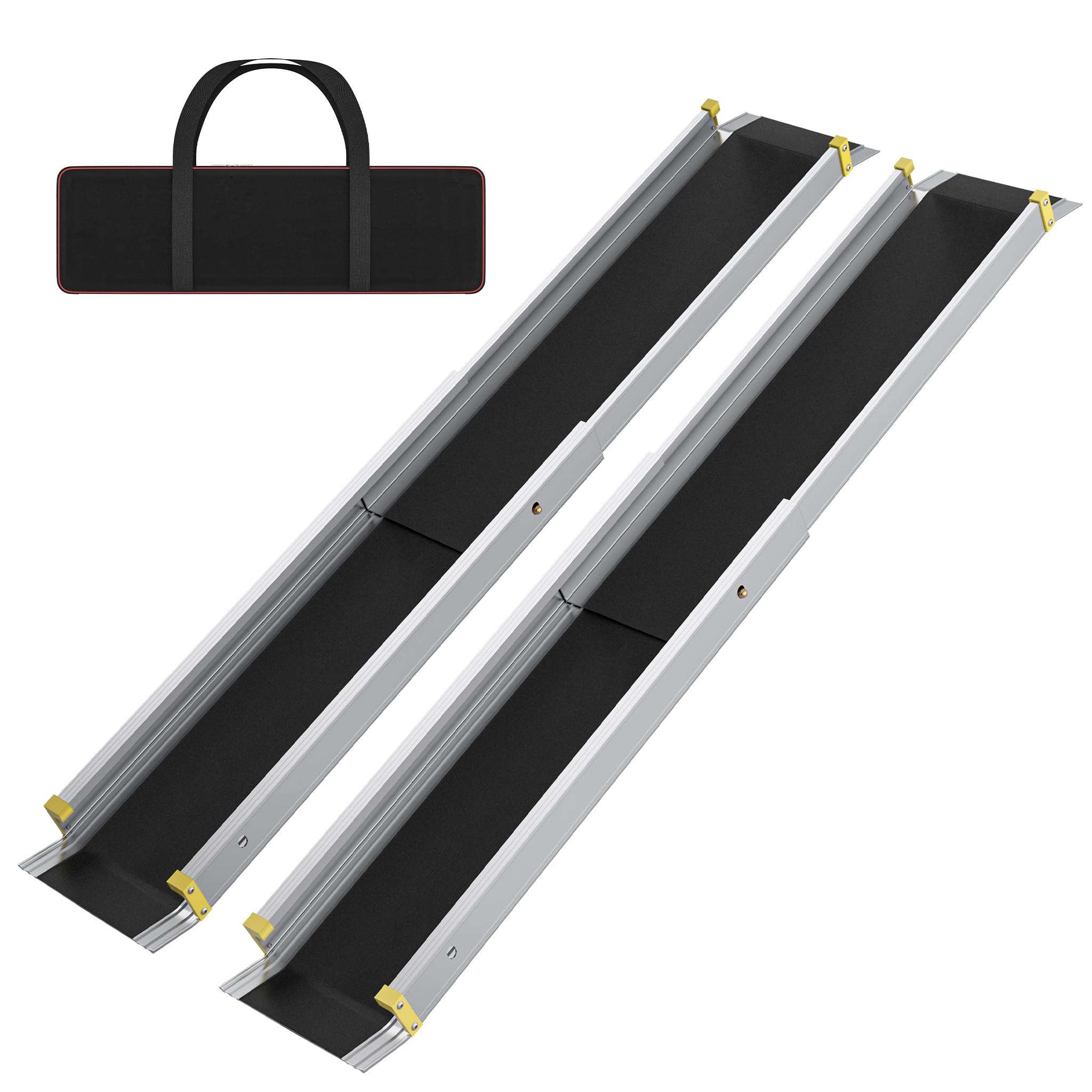 FIVMEN 2X Rollstuhlrampe Teleskop 76-122 cm Aluminium Rampe Rollstuhl Tragfähigkeit 300 kg Teleskoprampe Auffahrrampe Laderampe Verstellbare Tragbare für Rollstühle & Scooter