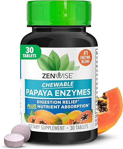 Zenwise Health Enzimas digestivas de papaya con bromelina para la salud digestiva y alivio de la hinchazón para mujeres y hombres, enzimas