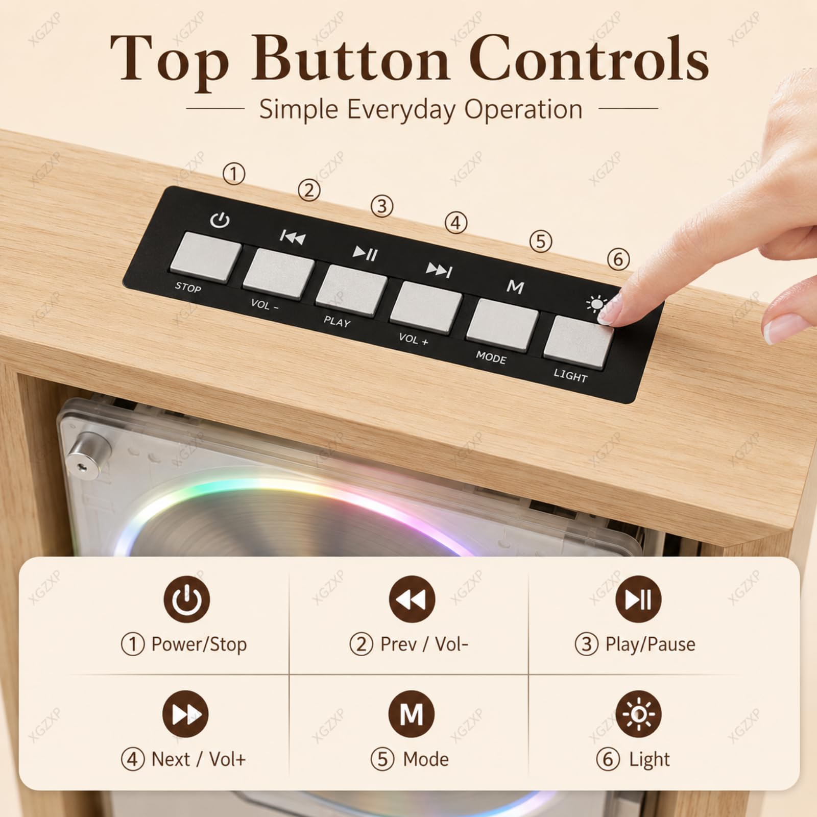 Reproductor De CD con Diseño De Marco De Fotos para Montaje En Pared, Marco Decorativo con Mando A Distancia, Sonido De Alta Fidelidad (hi-fi) Y Bluetooth; para La Wood