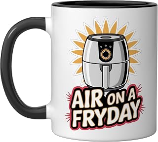 Air Fryer: Air On A Fryday Ceramic Mug, Black/White