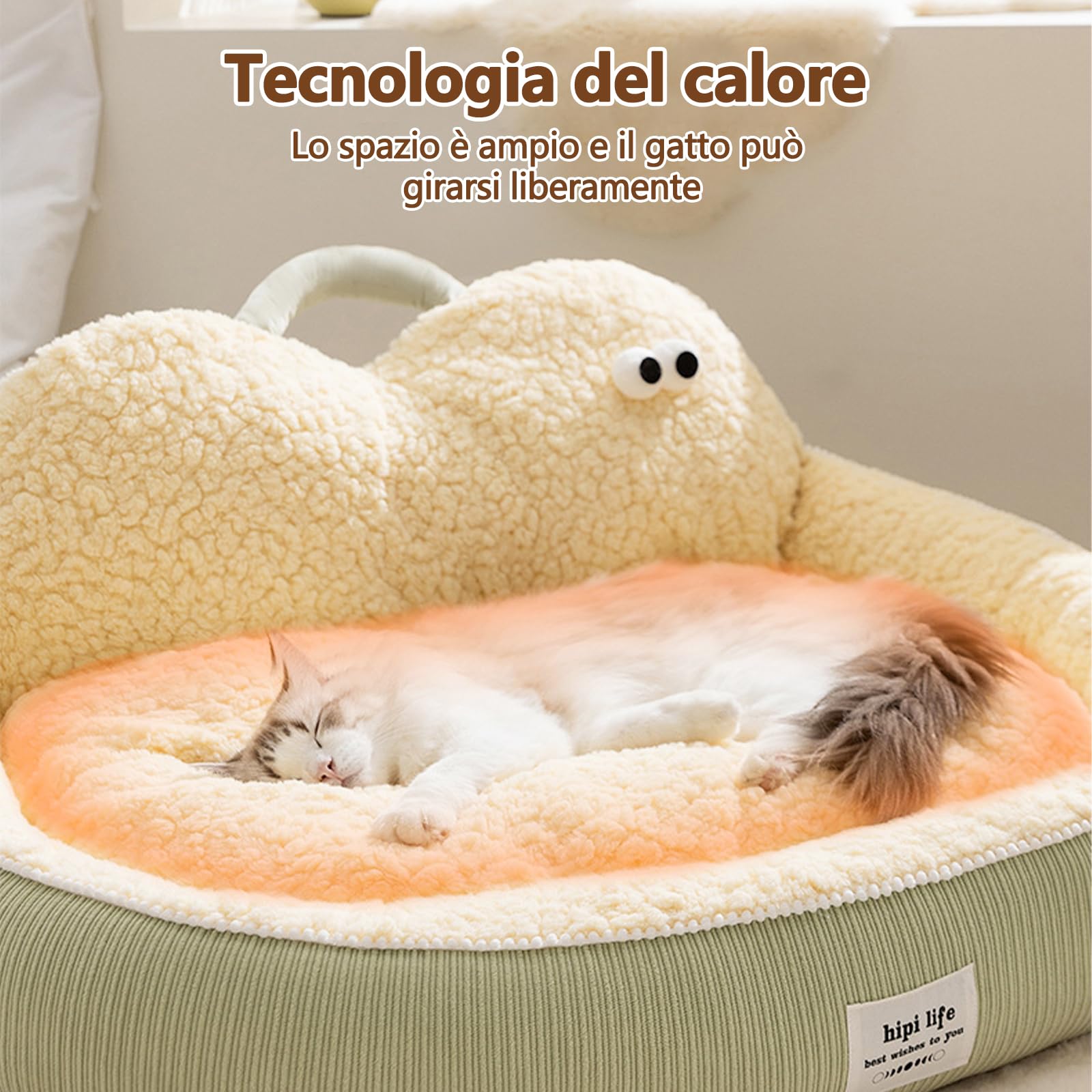 Galatée Cuscino Rotondo a Forma Di Ciambella Per Gatti, Cuccia Per Cani Di Lusso Lavabile, Divano Soffice Per Cani, Nido Per Animali Domestici Con Fondo Antiscivolo(XL, Verde)