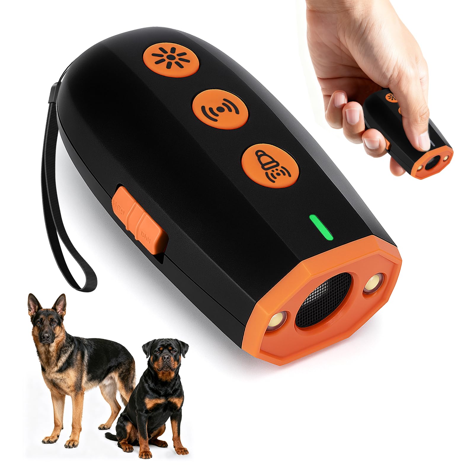 RoserRose Anti Bell Gerät Hunde, Antibell Ultraschall Gerät, Wiederaufladbar Ultraschall Hundeabwehr mit Frequenze Taschenlampe, Hundegebell Stoppen Für kleine & große Hunde Innen & Außen