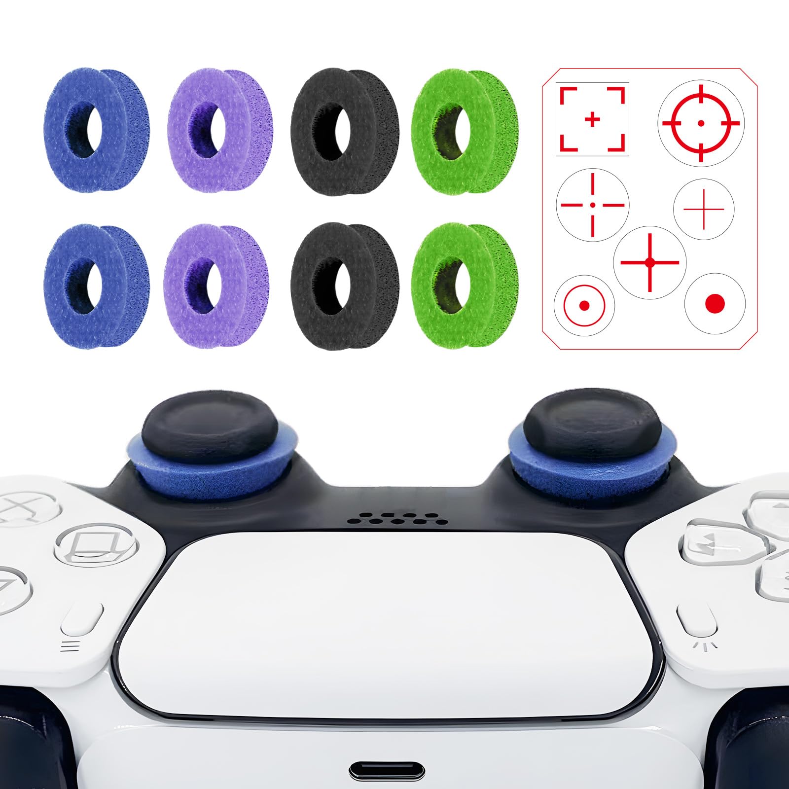 MYSTICHOME 8 Pack Precision Rings Aim Assist for PS5 for PS4 Compatible with Xbox Controllers Accessories Control with
