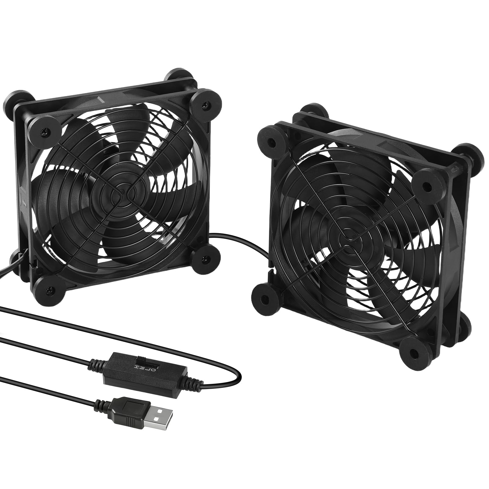2 Packs PC Fan 120 mm, 5 V PC Fans with 3 Speeds Adjustable Quiet for Computer, DVR, Xbox, TV Box, Router, Receiver
