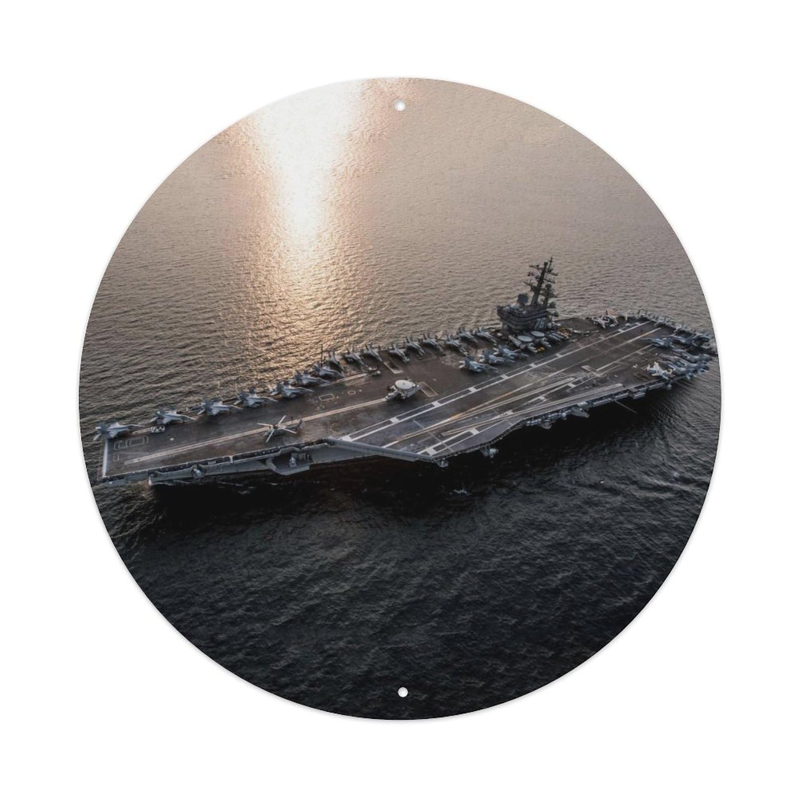Olyhtr 8X8inch Classic Style Uss Cvn-76 Nimitz Class Aircraft Carrier Sunset Metal Tin Sign