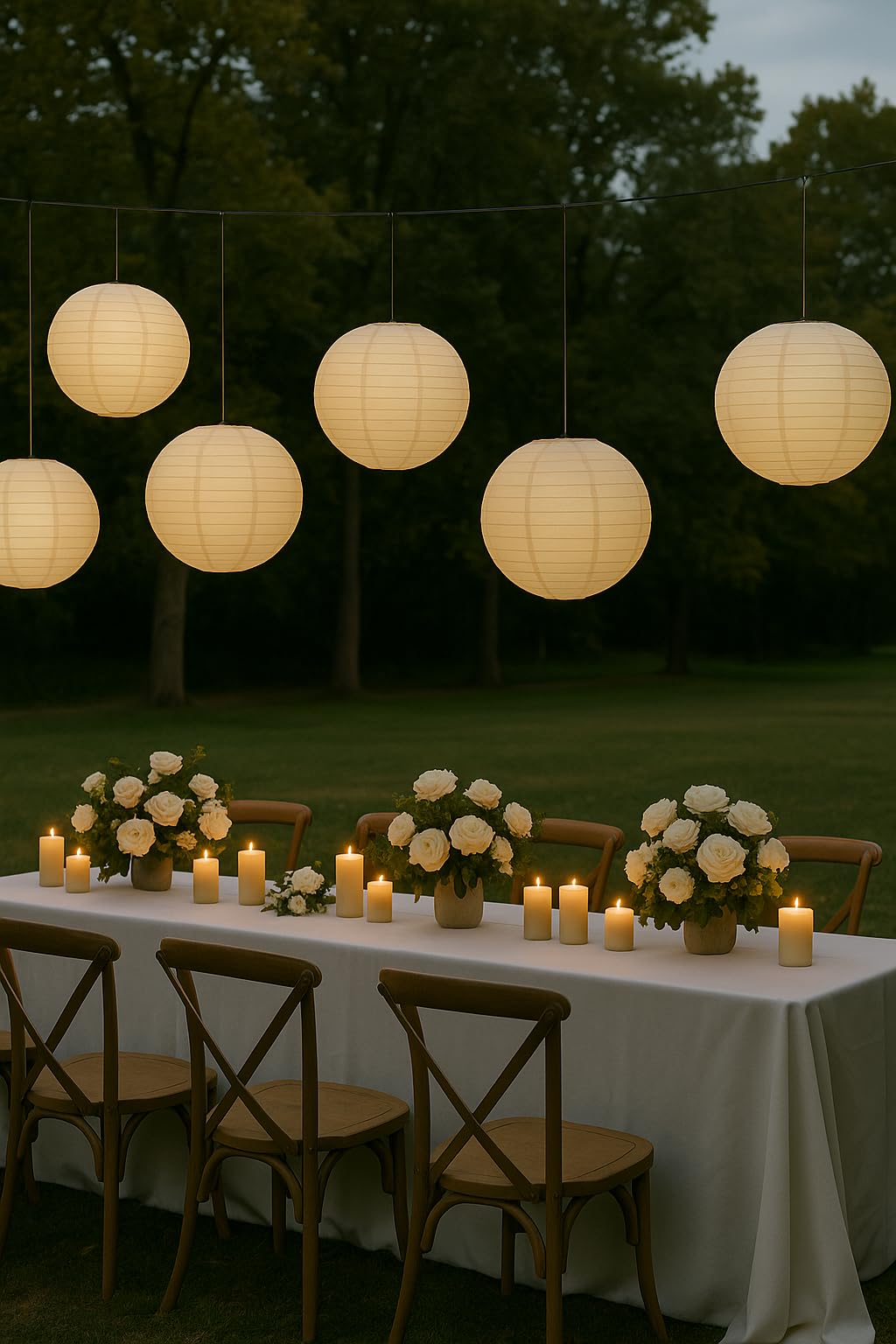 Paper Lanterns Mix Color Packs of 6 Round Paper Lanterns Lampshade (All Ivory/Cream, 12" (30 Cm)) — view 4