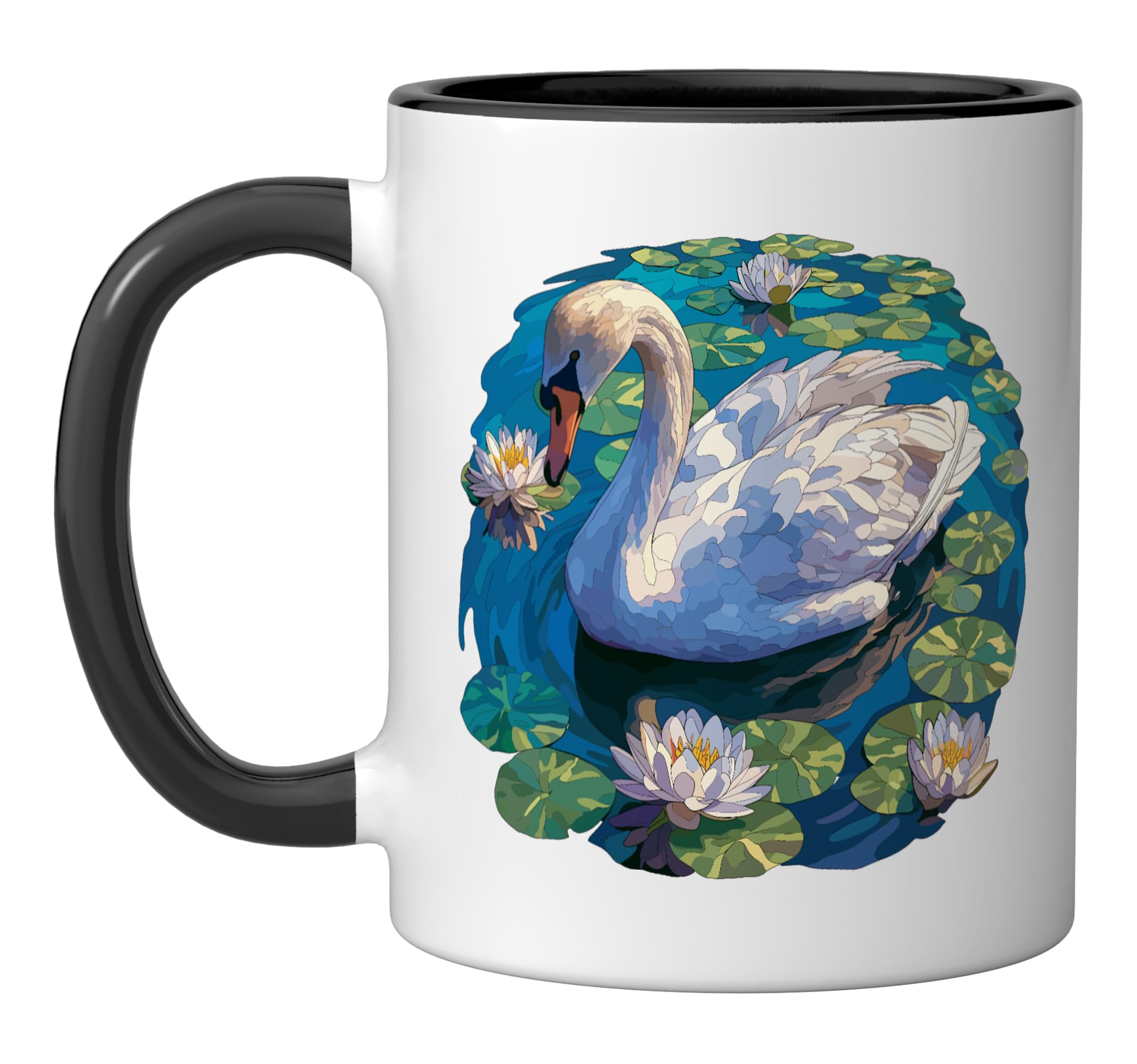 Swans Swan Ceramic Mug, Black/White