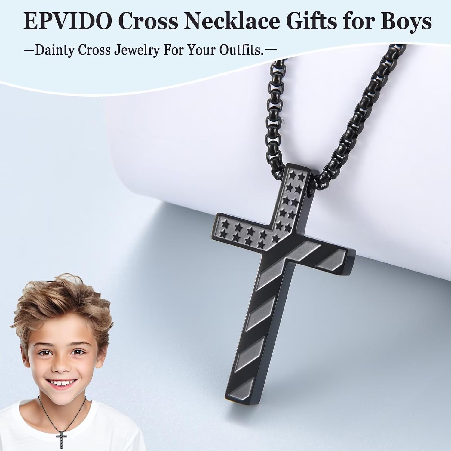 Gifts for Teen Boys Cross Necklaces Christian Gift for Boys Religious Jewelry for Birthday Christmas Baptism Communion