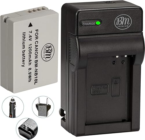 BM Premium Kit de batería y cargador NB-10L para cámara digital Canon PowerShot SX40 SX50 HS SX60 HS G15 G16 G1 X