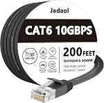 Cat 6 Ethernet Cable 25 ft, Outdoor&Indoor 10Gbps Support Cat8 Cat7 Network, Flat Internet RJ45 LAN Patch Cords, Solid High Speed Computer Wire with Clips for Router, Modem, PS4/5, Xbox, Gaming, White