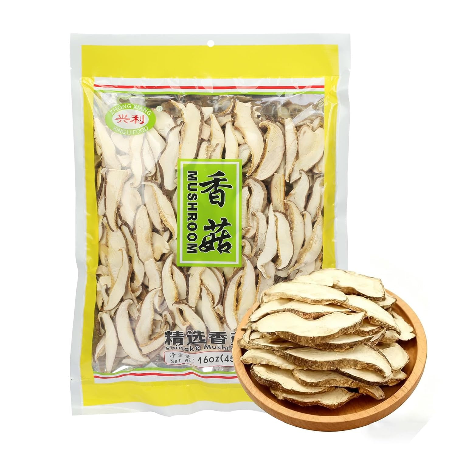 16 Oz Dried Sliced Shiitake Mushrooms for Cooking, Dehydrated Shiitake Mushroom Slices, Dry Mushrooms for Soup, Stemless, Vacuum Sealed, Rehydrate Quickly, Soft Texture, Fresh Flavor, Vegan, No Fumigation Sulfur