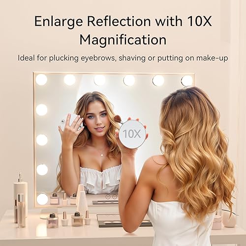 Miniatura 3 de Espejo de tocador con luces, 23.62 x 20.7 pulgadas, espejo de maquillaje con luces, espejo de maquillaje LED, montado en la pared con 14 bombillas