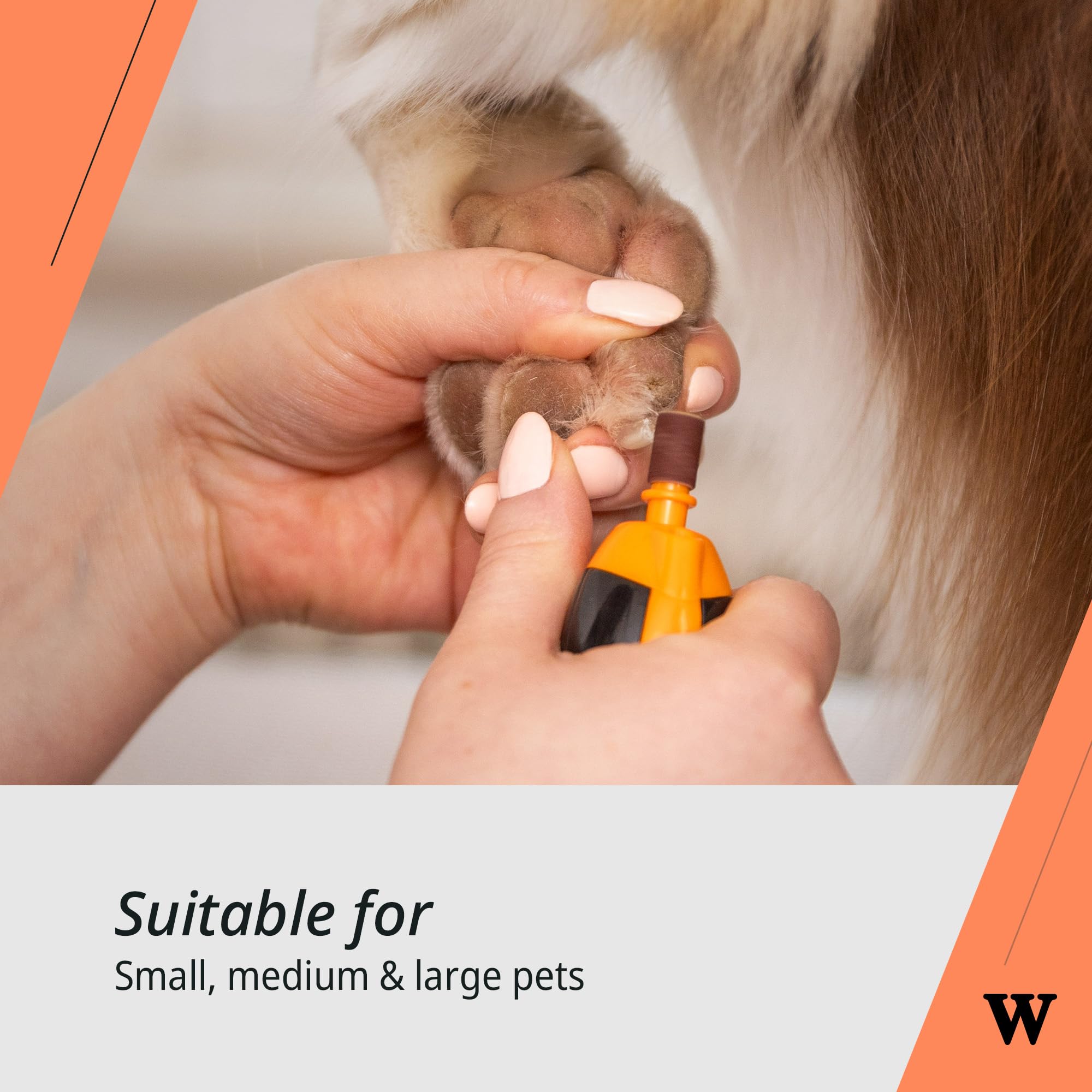 Wahl Pet Nail Grinder - Lima Unghie Animali Domestici, Lima per Unghie silenziosa e Leggera, 2 impostazioni di velocità, sicura e Delicata, Arancione
