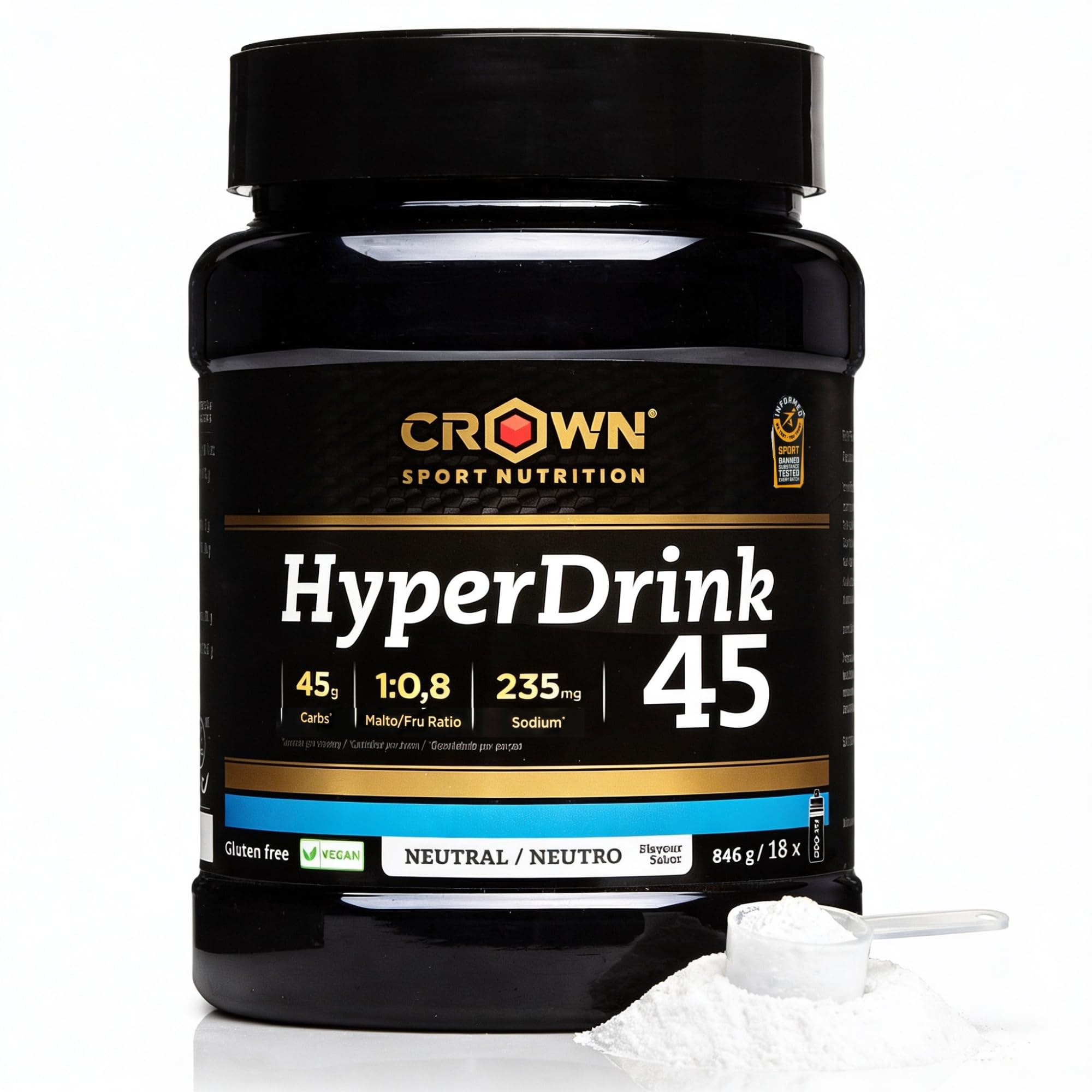 Crown Sport Nutrition Hyperdrink 45 846 Gr/Alta En Hidratos De Carbono Y Extra De Sodio Sabor Neutro
