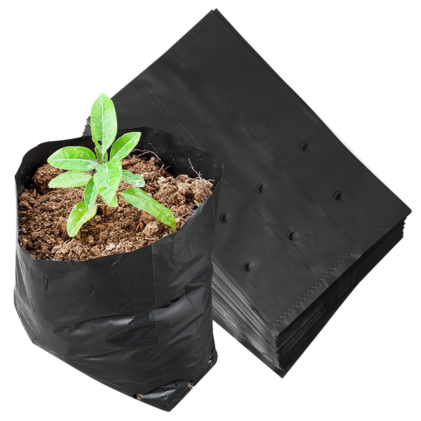 Wedhapy Garden Bag Plant Grow Bags 100Pcs Disposable Garden Bag with Draining Hole Large Capacity Planting Bags for Yard Farm Balcony, Small
