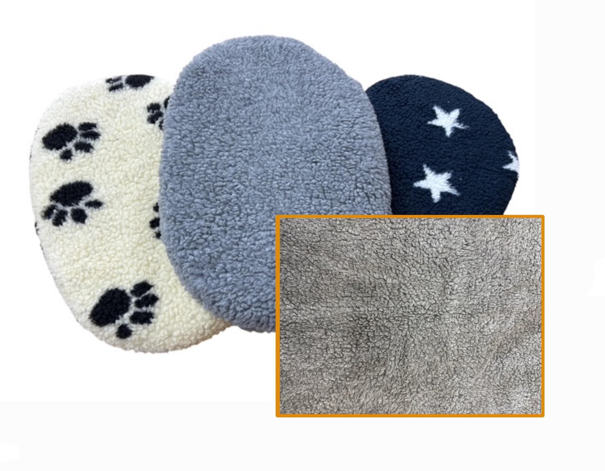 PnH® Sherpa Fleece Firm Fibre Pad for Oval Shaped Dog Beds, Generous 6cm Deep For Comfort - 7 SIZES - MANY COLOURS (Grey, 18")