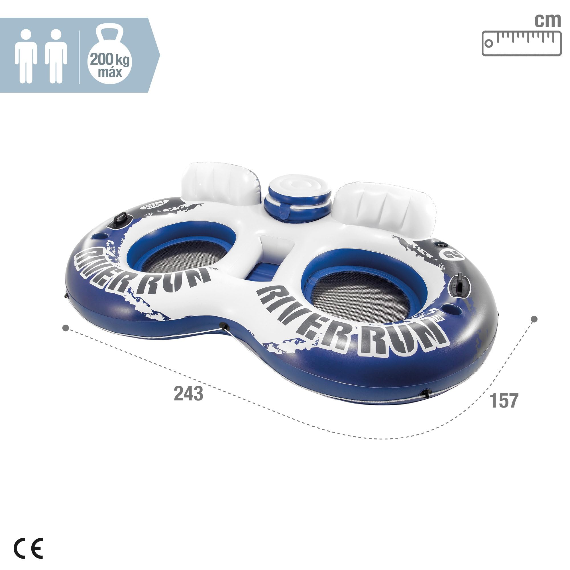 Intex Rueda doble hinchable Intex river run 2 & nevera - 243x157 cm (58837)