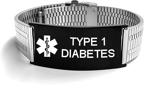 QINGDUO - Pulsera de acero inoxidable pulido con grabado gratuito de identificación de alerta médica, identificación de alergia a alimentos y