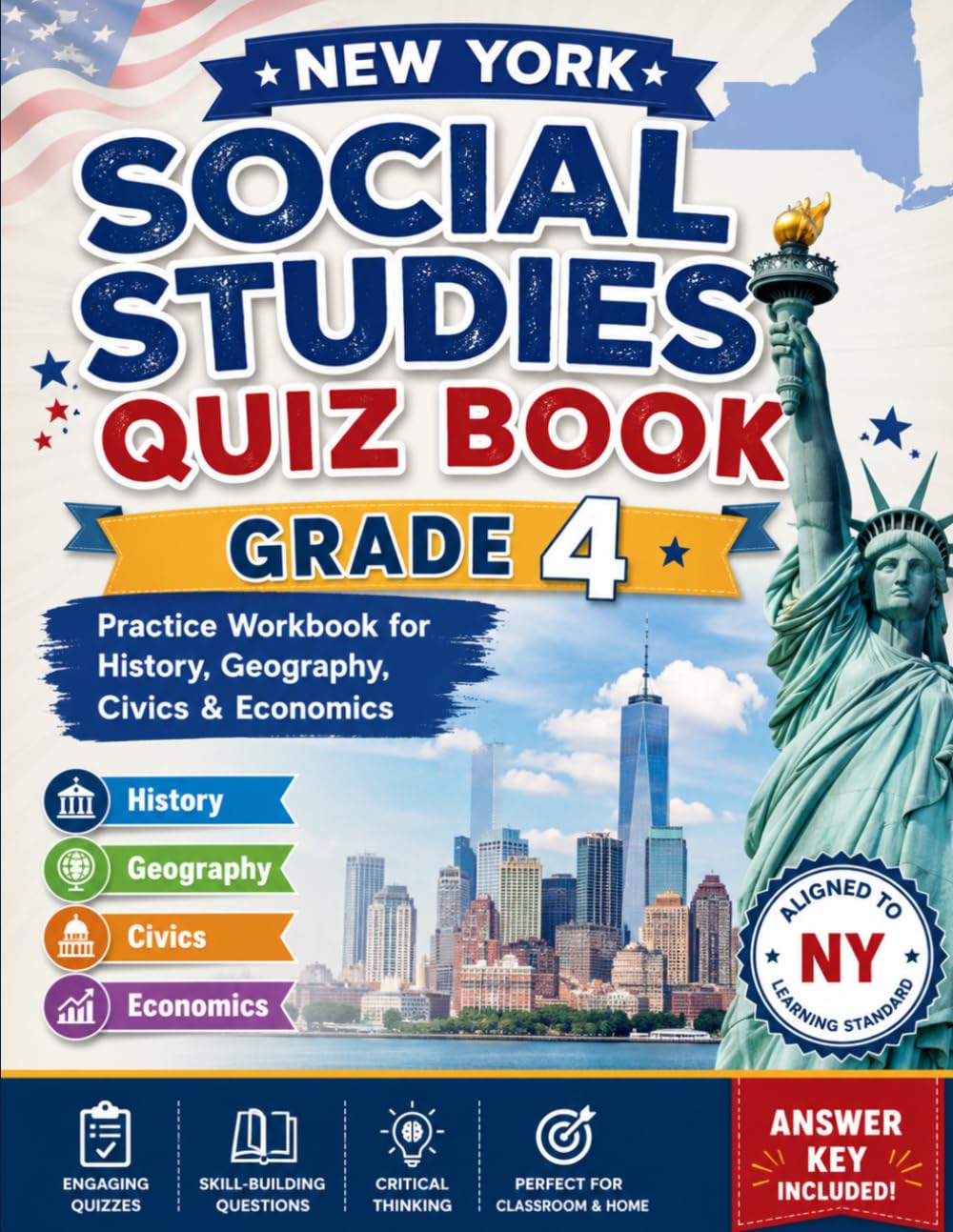 New York Social Studies Quiz Book: Practice Workbook for History, Geography, Civics & Economics - Grade 4