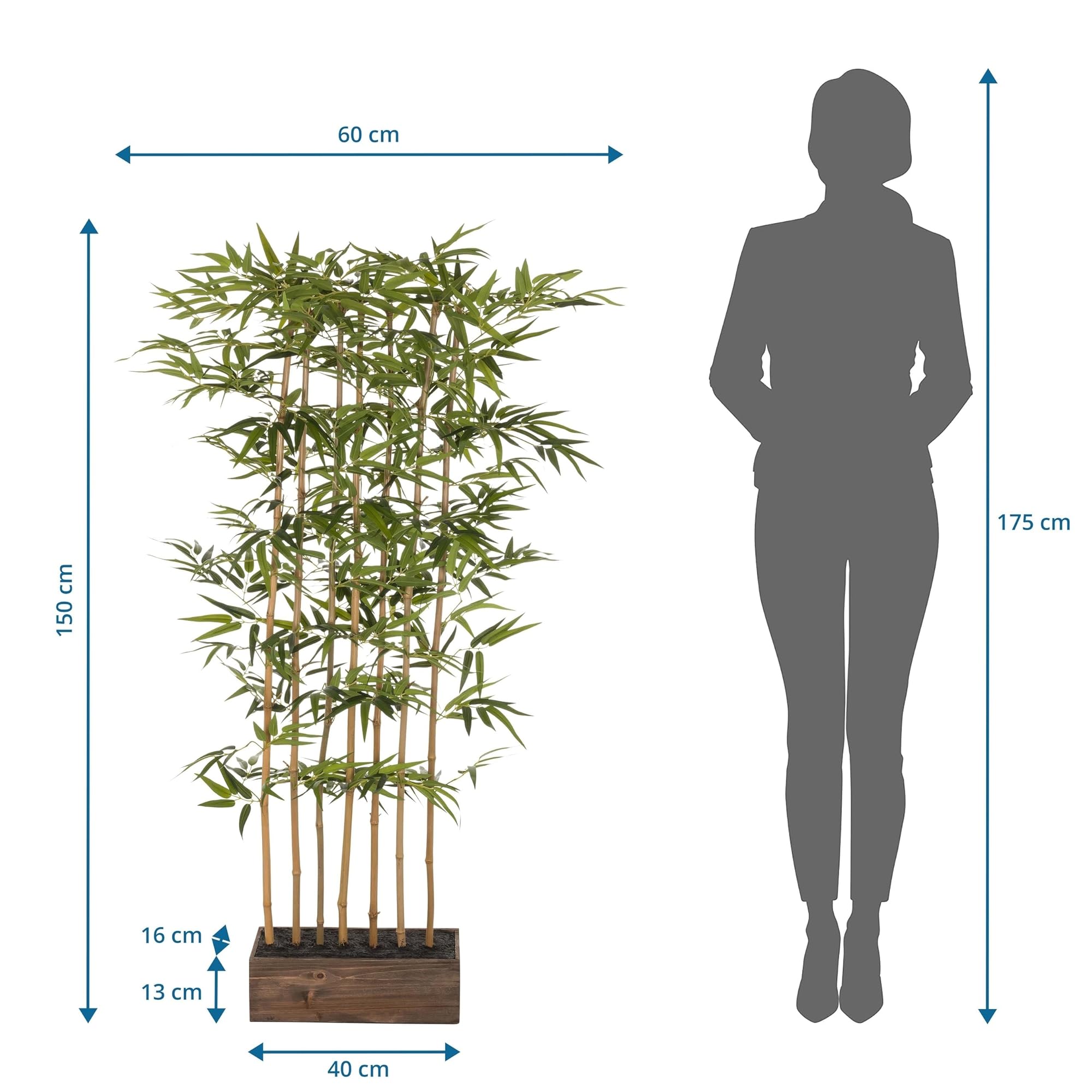 hjh OFFICE Kunstpflanze Bambus I künstliche Deko Pflanze 150cm, pflegeleichter Bambusstrauch, Sichtschutz Kunstbaum Grün, 871052
