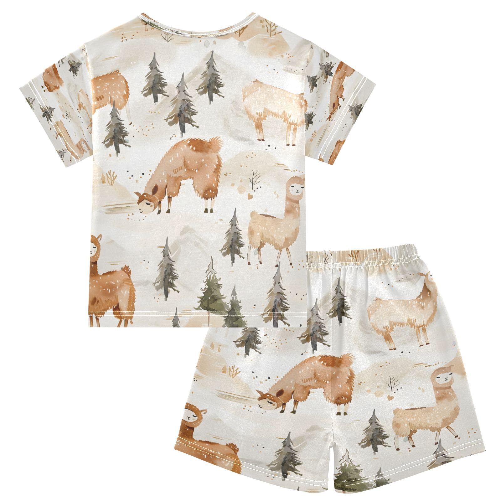 senya Alpaca and Tree 1 Summer Pajamas Set Short Cotton Sleepwear 2 Piece Multicolor