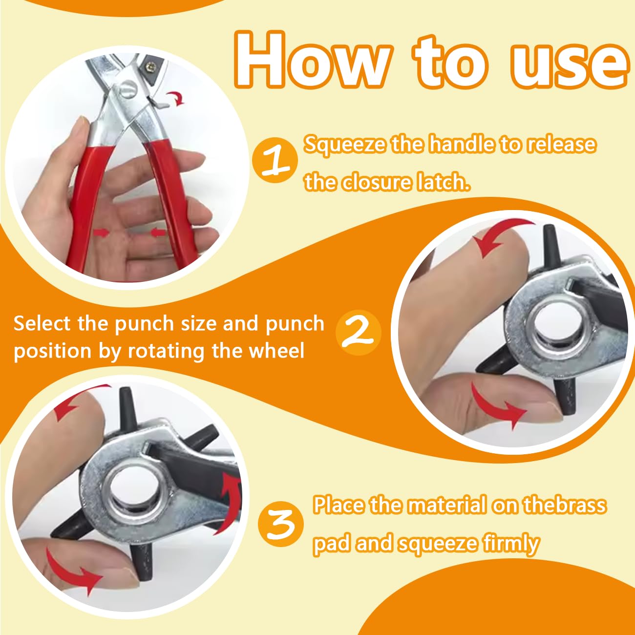 Leather Hole Punch Belts Super Heavy Duty Rotary Puncher, 6 Hole Sizes Maker Tool Watch Bands, Straps, Dog Collars, Saddles - Image 4