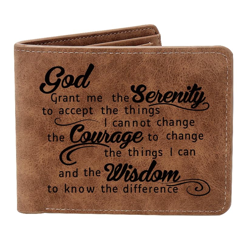 THTCSQ Christian Gifts Leather Wallet God Grant Me The Serenity Prayer Leather Wallet Bible Verse Faith Religious Christian for Women Men (god grant)
