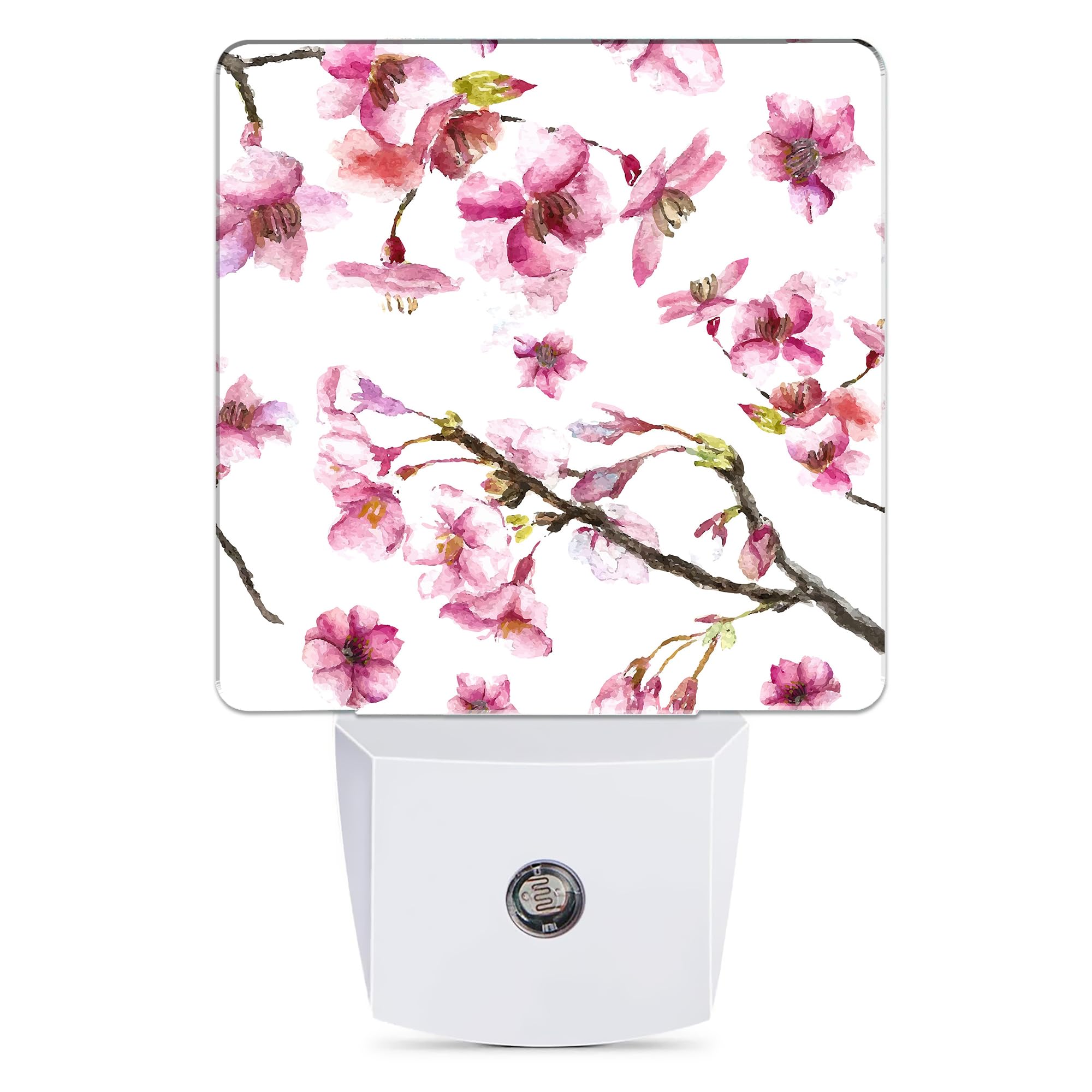 Jopowide Cherry Blossom Night Light, Japanese Sakura Night Lights Plug into Wall Decor for Bedroom, Bathroom, Hallway, Kitchen, Dusk to Dawn Sensor