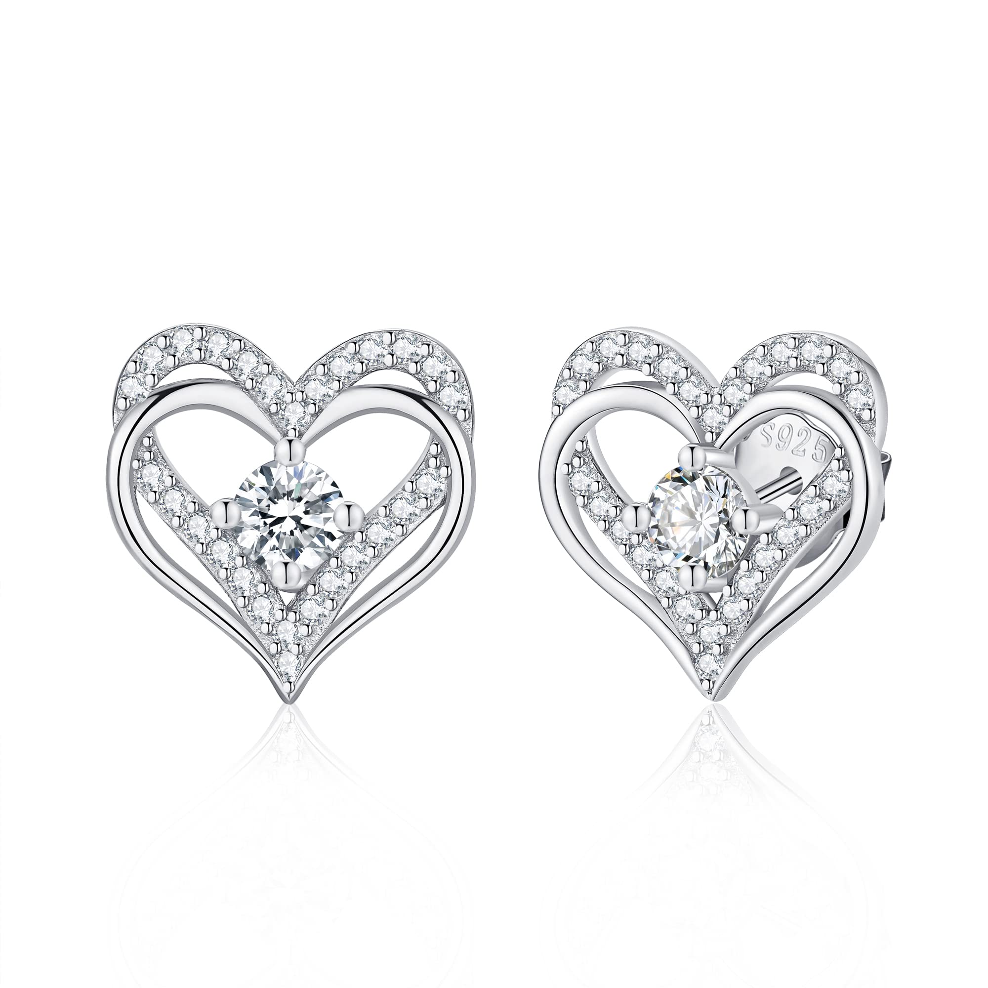 Jrêveinfini Herz Ohrringe Silber 925 Damen Mädchen, Geschenke für Frauen Mädchen Mama mit Geschenkbox