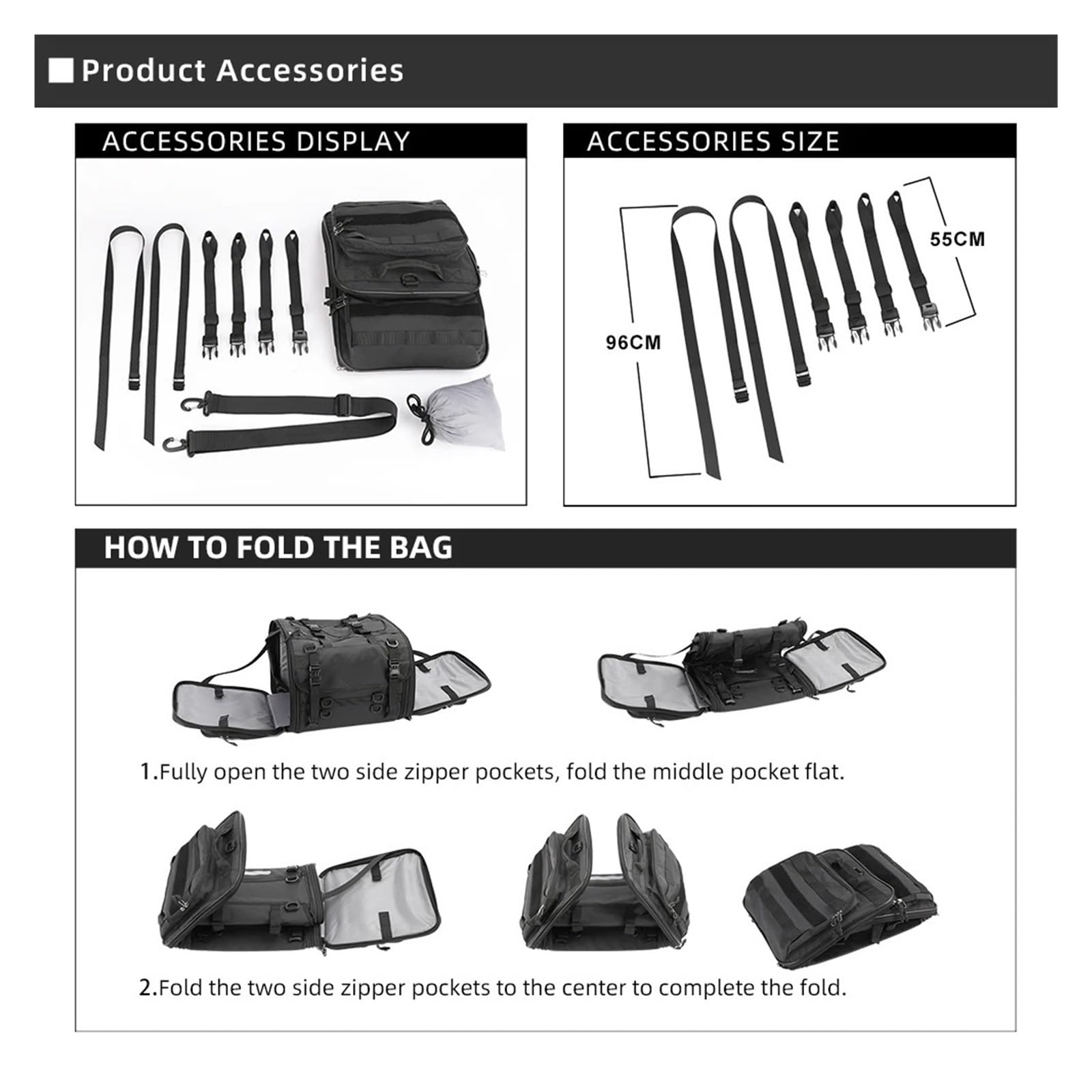 borsa sella moto Accessori moto Borsa da viaggio per bagagli Impermeabile 19L-80L Espandibile Coda motore di grande capacità/Tronco/Portapacchi per la maggior parte dei modelli(L 33L-45L)