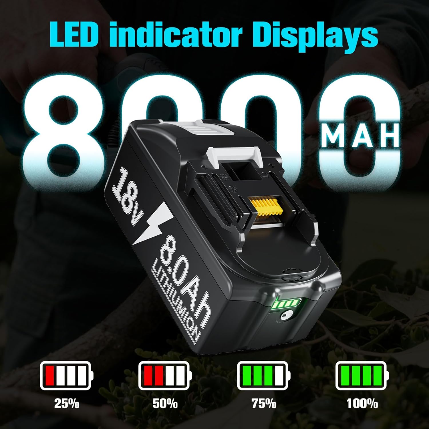 TURPOW Upgraded 8.0Ah Replacement for Makita 18V Battery & Double Rapid Charger Combo, Compatible with Makita 18 Volt Batteries BL1815 BL1830 BL1840 BL1850 BL1860 for LXT Lithium ion Cordless Tools - Image 5