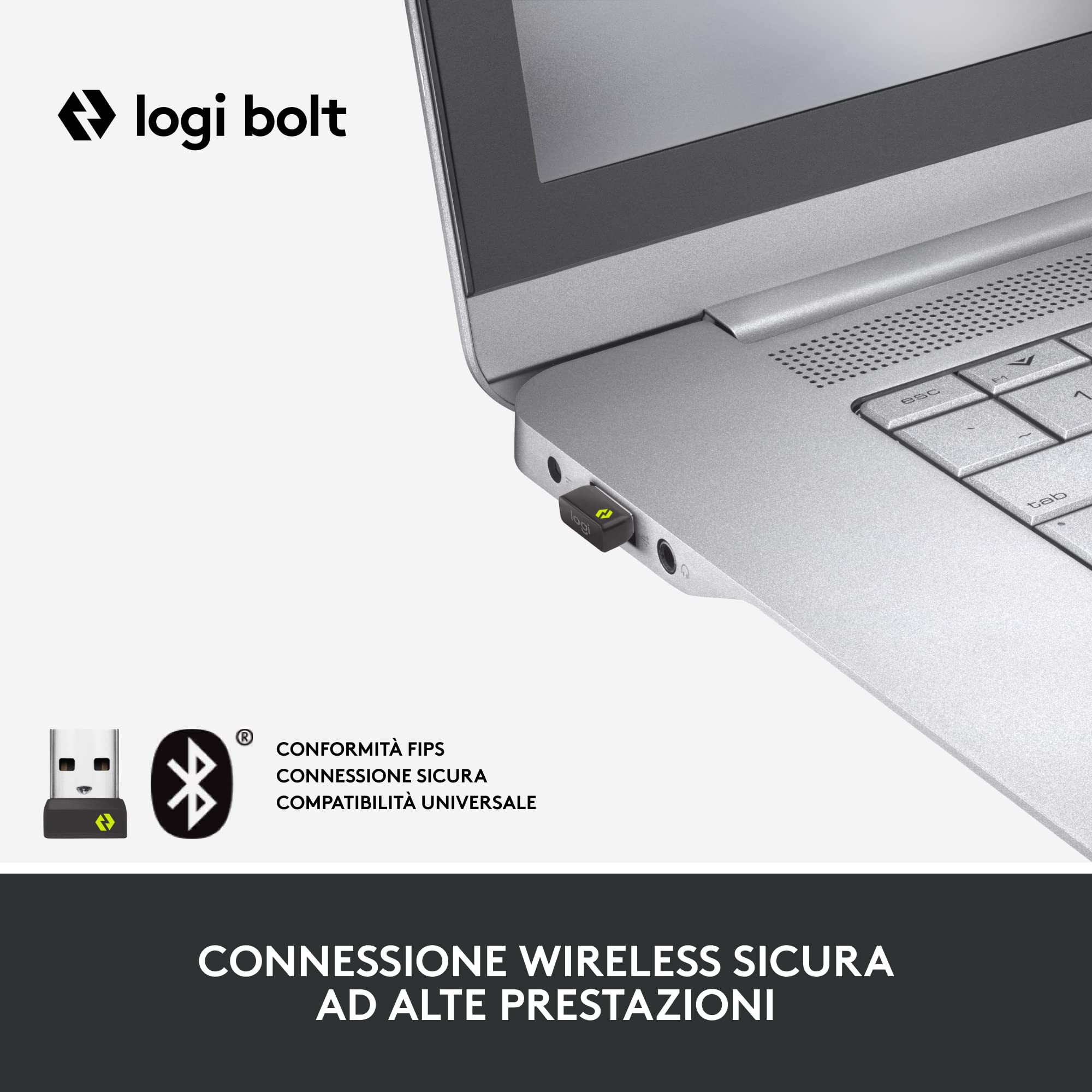 Logitech Lift For Business, Mouse Verticale Ergonomico, Wireless, Bluetooth, USB Secured Logi Bolt, Clic Silenziosi, Certificazione Globale, Windows/Mac/Chrome/Linux - Graphite