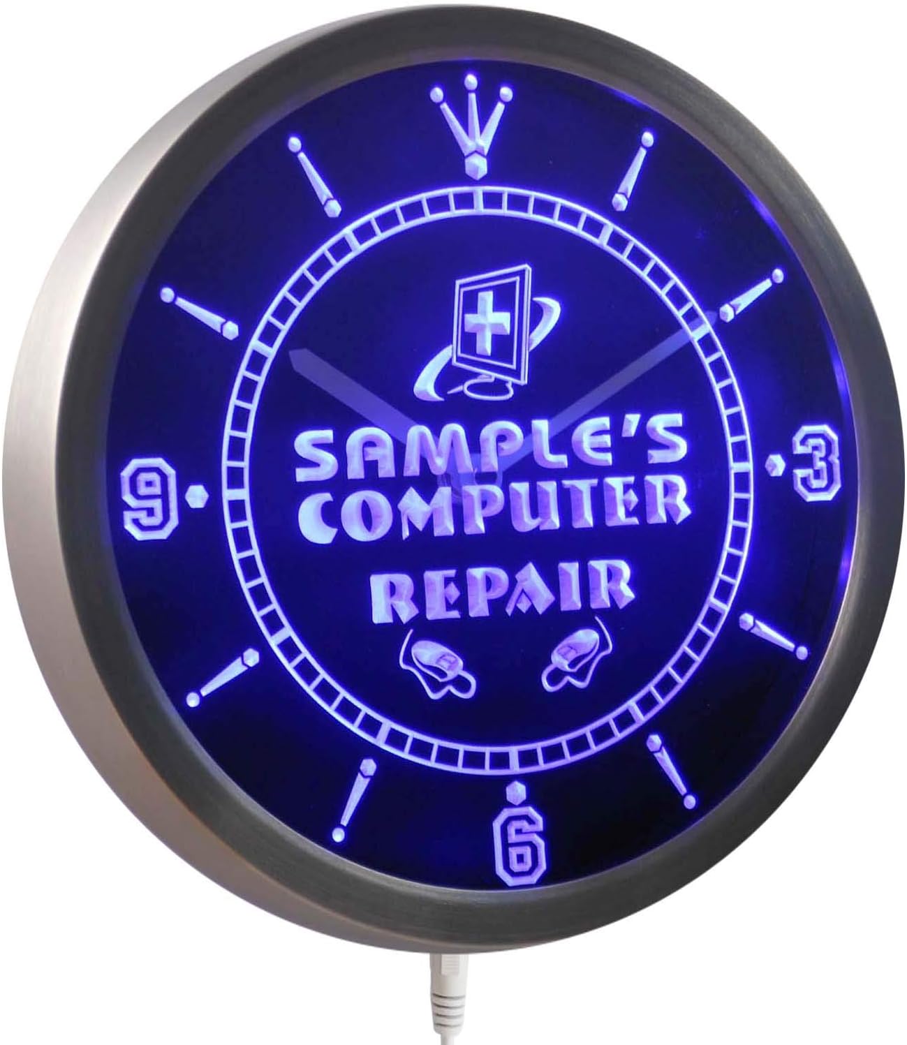 AdvPro nctr-tm Name Personalized Custom Computer Repair Shop Neon Sign LED Wall Clock