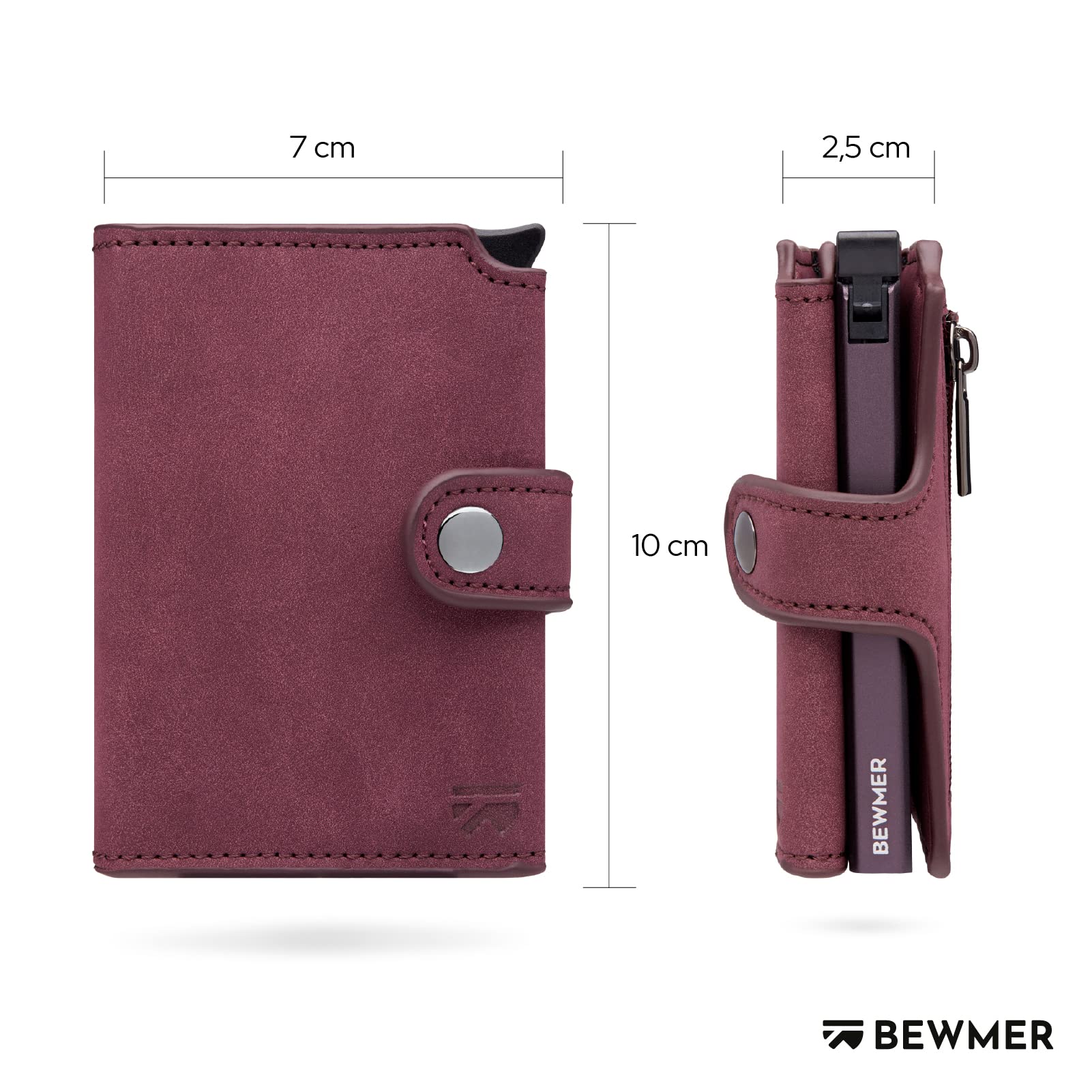 BEWMER Porta Carte di Credito 2 | Portafoglio Slim da Uomo e Donna con Rfid Protection Anticlonazione | Porta Tessere e Soldi con Portamonete