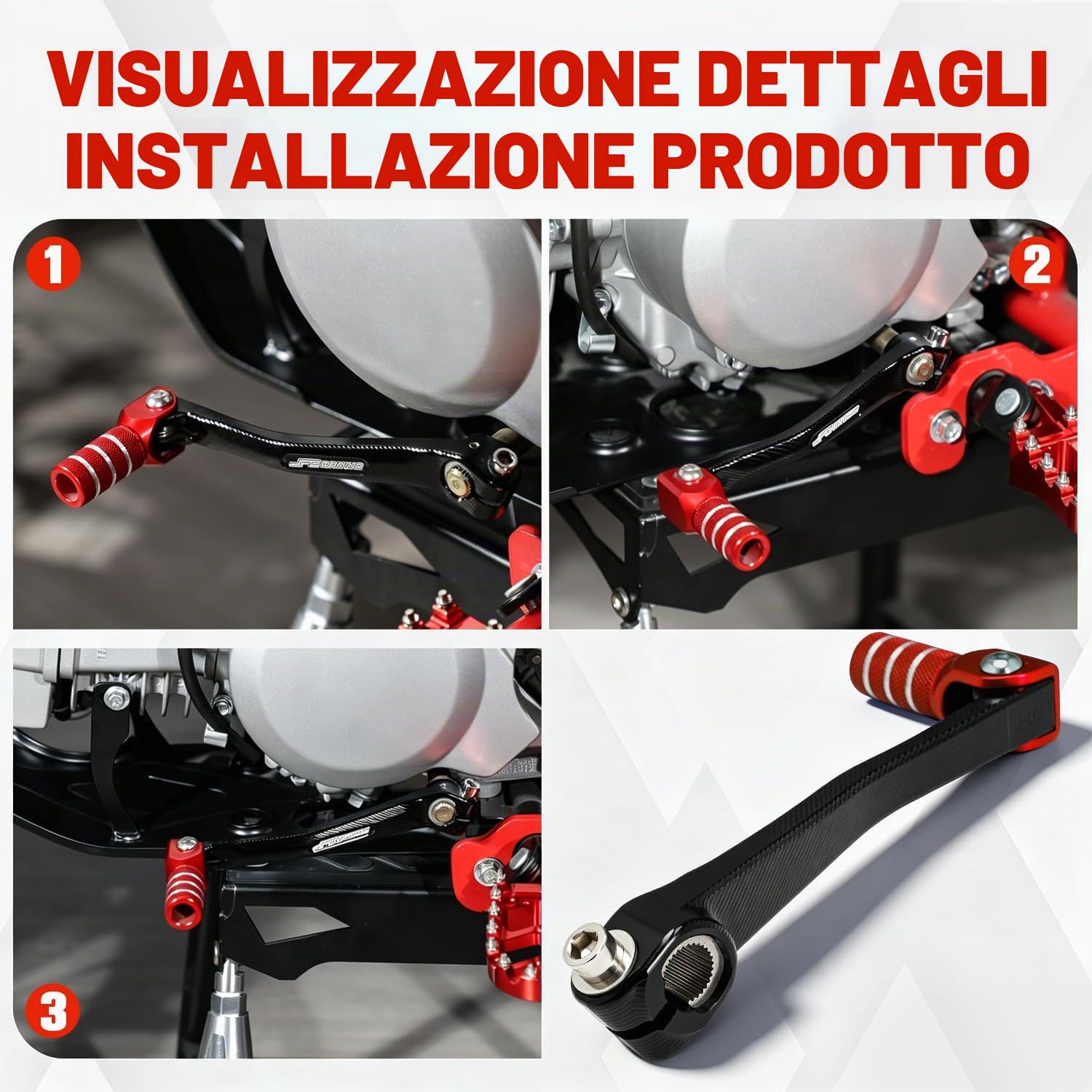 JFG RACING Leva Cambio Moto,Leva del Cambio Pieghevole in Alluminio CNC per Dirt Pit Bike 50cc-125cc XR50 CRF50 XR70 CRF70 XR110 CRF110-Rosso