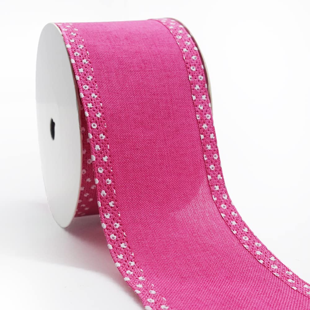 Ruban de Pâques large 6,3 cm en toile de jute rose résistante pour emballage