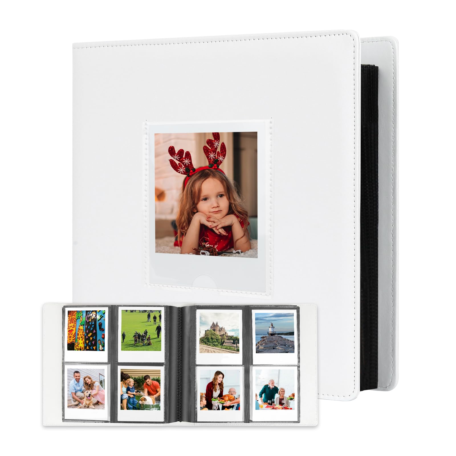 192 Pockets Photo Album for Polaroid 600 Itype Pictures, Large Photo Album for Polaroid i-Type, 600, SX-70 Instant Photos, Picture Book Capacity 192 Photos for Fujifilm Wide Instant Camera (White)