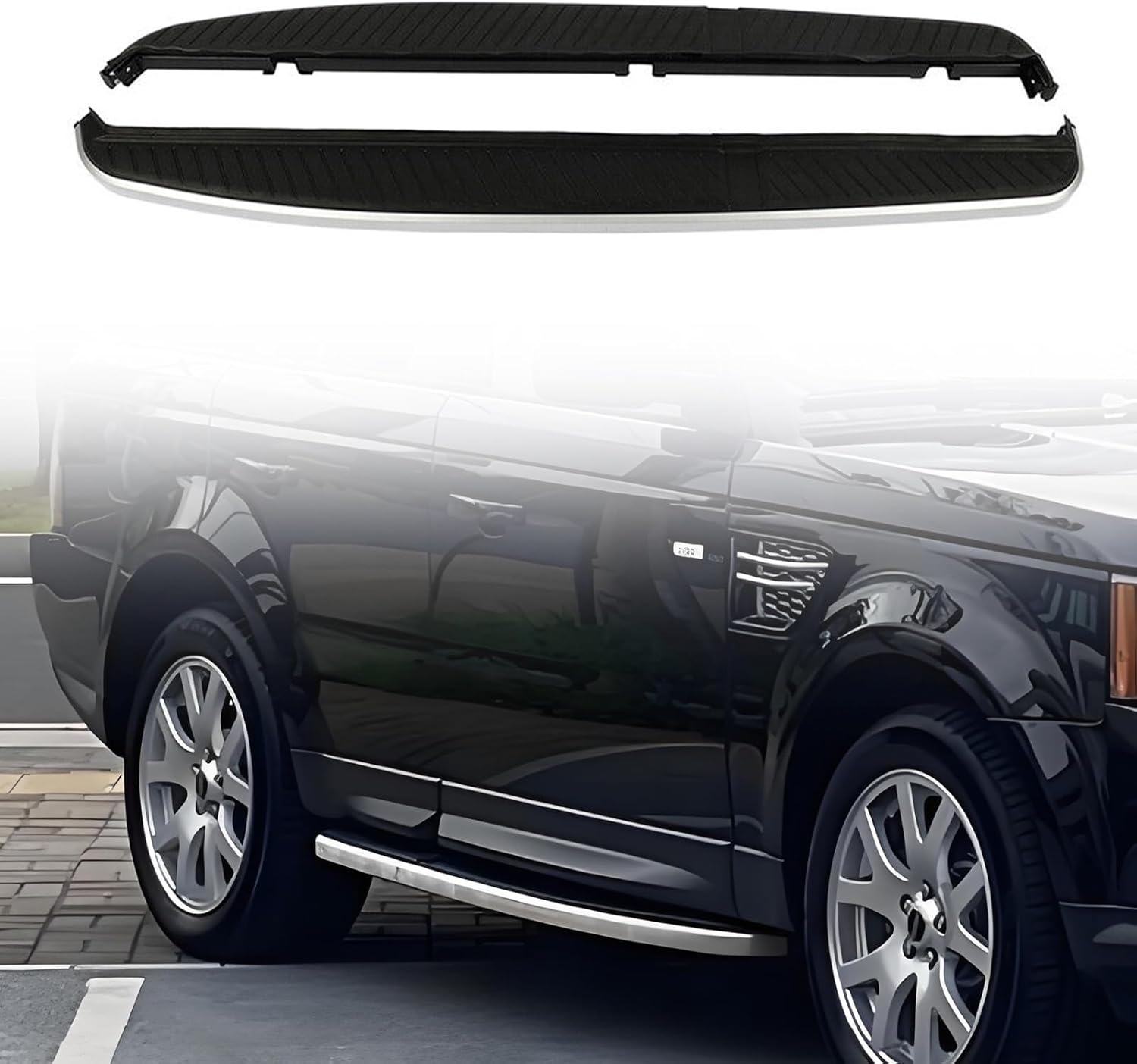 Running Boards Side Step Nerf Bars Fit for Land Rover Range Rover Sport 2006 2007 2008 2009 2010 2011 2012 2013 ABS Plastic and Aluminum Alloy Black and Silver