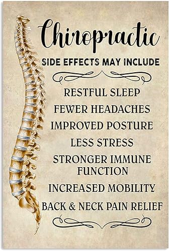 Póster quiropráctico de efectos secundarios puede incluir quiropráctico, regalo para el hogar, baño, dormitorio, vintage, divertido, retro, pósteres