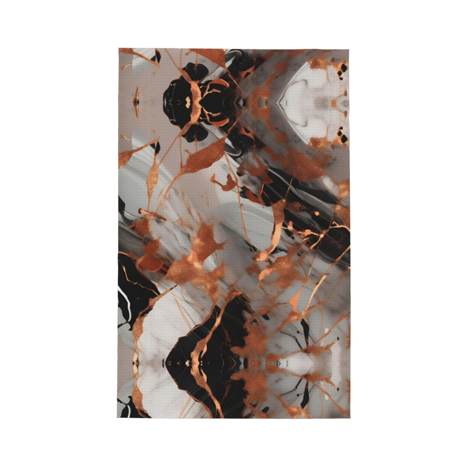LLOTPQ Marble Texture Copper Splatter Print Waffle Kitchen Towel - Absorbent, Washable Dish Towels with Hanging Loop for Household Chores