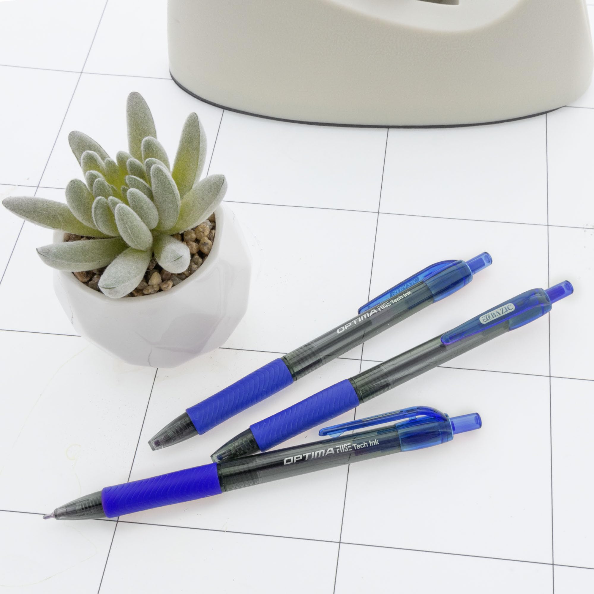 BAZIC Products Oil Gel Fuse Tech Ink Retractable Pen Optima Blue Color 0 7 mm Medium Point Soft — view 6