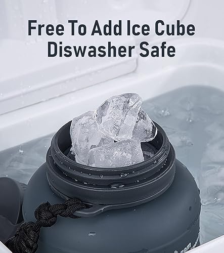 Miniatura 5 de TakeToday Botellas de agua plegables de 68 onzas con pajilla, botella de agua de medio galón con marcador de tiempo motivacional, jarra de agua de