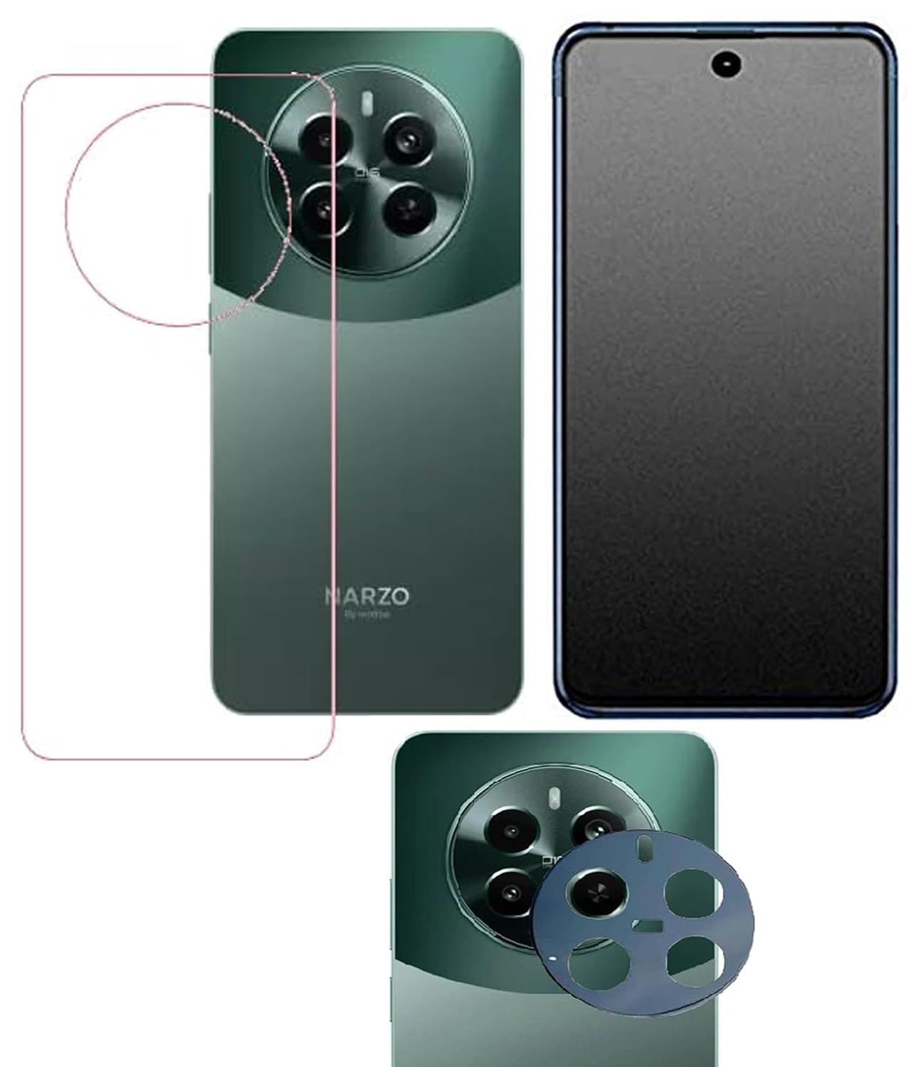 ZARALA Compatible For Realme Narzo 70 Pro Matte Finish Screen Protector and Ultra Thin Flexible Back Screen Guard With Camera Lens Protector, Front & Back Tempered with Camera Glass – (matte 3 in 1) ZARALA Compatible For Realme Narzo 70 Pro Matte Finish Screen Protector and Ultra Thin Flexible Back Screen Guard With Camera Lens Protector, Front & Back Tempered with Camera Glass – (matte 3 in 1)
