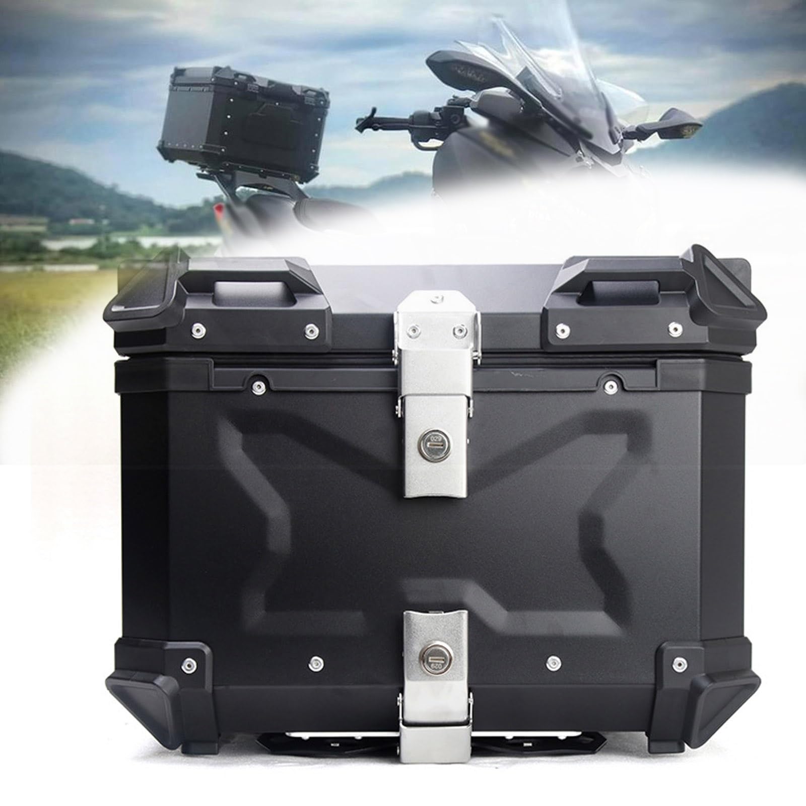 Scooter Storage Boxes, Motorcycle Top Box, Rear Trunk,Aluminum Motorbike Tail, Storage,with Keys Reflective Sticker,Scooter