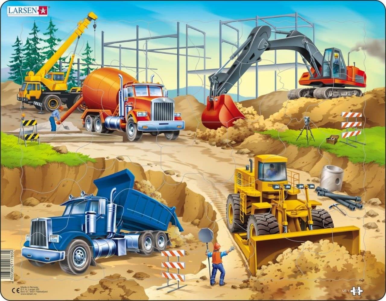 Larsen Puzzles Construction 30 Piece Children's Jigsaw Puzzle